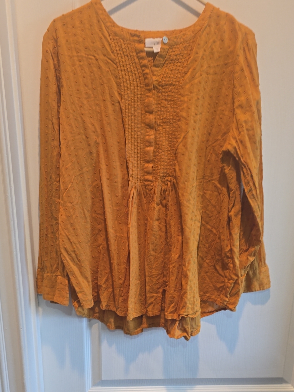 J. Jill Mustard Textured Pintuck Tunic
